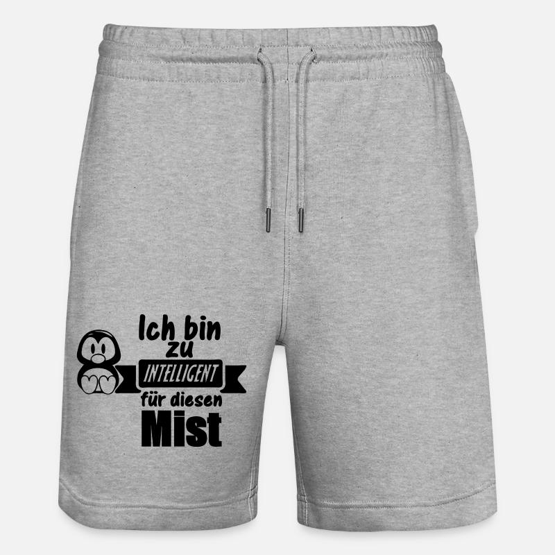 Pinguin Spruch - Zu intelligent Geschenk - Stanley/Stella Unisex Bio Joggingshorts Trainer  - Grau meliert
