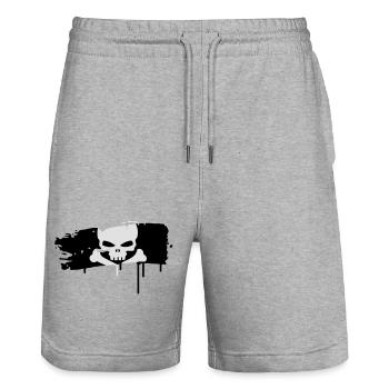 drapeau de pirate peint avec un coup de pinceau - Short de jogging bio TRAINER Stanley/Stella unisexe - gris chiné - Devant - Nik (191cm) & Marisol (170cm)