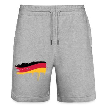 gepinselte Deutschland Fahne - Stanley/Stella Unisex Bio Joggingshorts Trainer  - Grau meliert - Vorne - Nik (191cm) & Marisol (170cm)