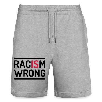 Racism Is Wrong Statement - Stanley/Stella Unisex Bio Joggingshorts Trainer  - Grau meliert - Vorne - Nik (191cm) & Marisol (170cm)