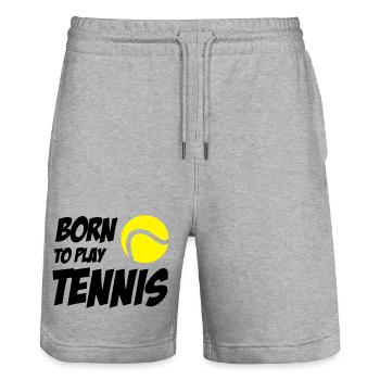Born to play Tennis - Stanley/Stella Unisex Bio Joggingshorts Trainer  - Grau meliert - Vorne - Nik (191cm) & Marisol (170cm)