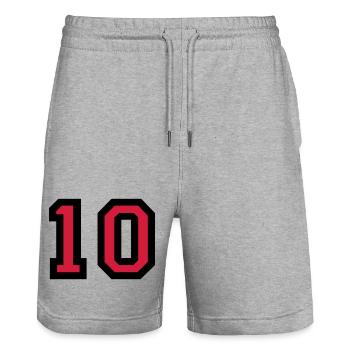 Le numéro 10 - le numéro dix - Short de jogging bio TRAINER Stanley/Stella unisexe - gris chiné - Devant - Nik (191cm) & Marisol (170cm)