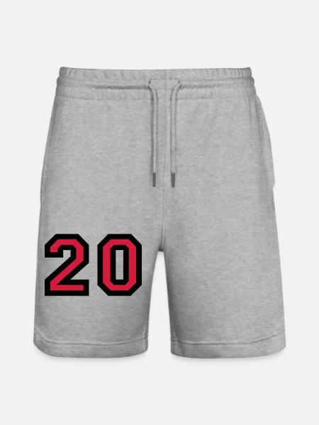 The number 20 - number twenty - Stanley/Stella Trainer Unisex Organic Jogging Shorts - heather grey