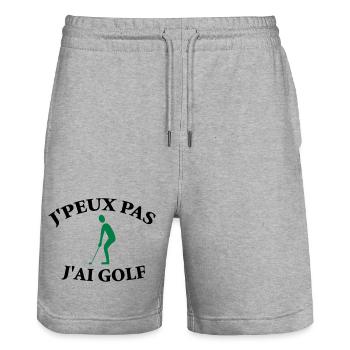 Ich kann nicht, ich habe Golf. - Stanley/Stella Unisex Bio Joggingshorts Trainer  - Grau meliert - Vorne - Nik (191cm) & Marisol (170cm)