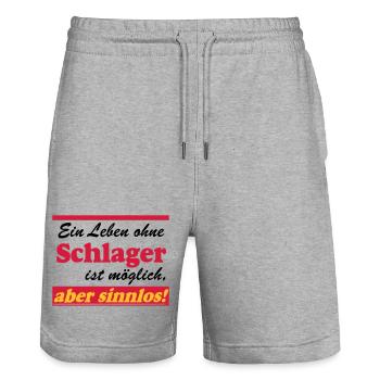 Schlager Party , Schlager Musik , aber sinnlos - Stanley/Stella Unisex Bio Joggingshorts Trainer  - Grau meliert - Vorne - Nik (191cm) & Marisol (170cm)