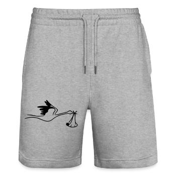 Storch mit Baby - Stanley/Stella Unisex Bio Joggingshorts Trainer  - Grau meliert - Vorne - Nik (191cm) & Marisol (170cm)