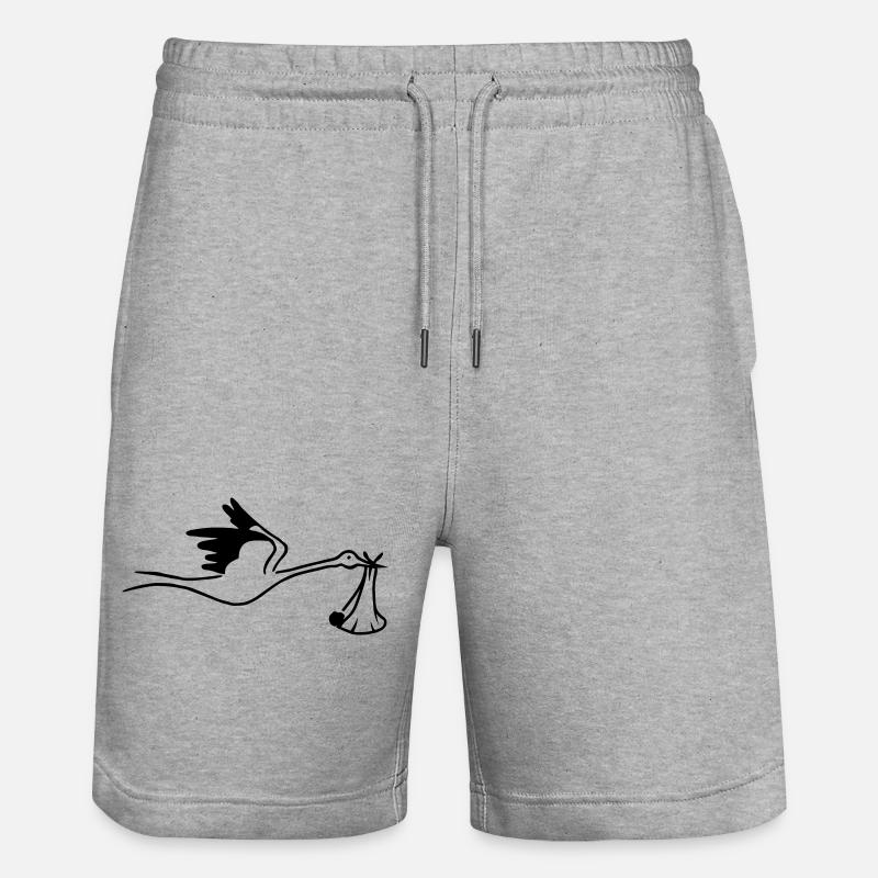 Cigogne avec bébé - Short de jogging bio TRAINER Stanley/Stella unisexe - gris chiné