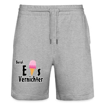 Beruf - Eisvernichter Geschenk Eis Sommer - Stanley/Stella Unisex Bio Joggingshorts Trainer  - Grau meliert - Vorne - Nik (191cm) & Marisol (170cm)