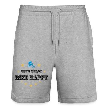 Don't worry bike happy - Stanley/Stella Unisex Bio Joggingshorts Trainer  - Grau meliert - Vorne - Nik (191cm) & Marisol (170cm)