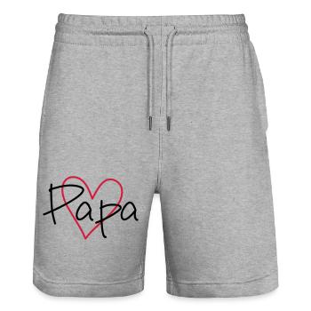 Heart Papa Papamotiv - Stanley/Stella Trainer Unisex Organic Jogging Shorts - heather grey - Front - Nik (191cm) & Marisol (170cm)
