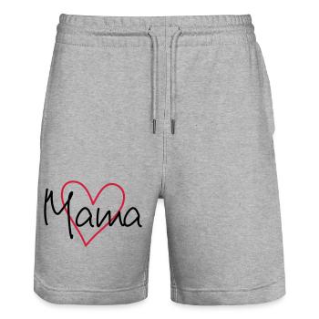 Heart mom - Stanley/Stella Trainer Unisex Organic Jogging Shorts - heather grey - Front - Nik (191cm) & Marisol (170cm)