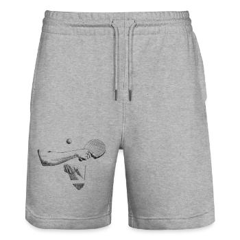 Ping-pong - Stanley/Stella Trainer Unisex Organic Jogging Shorts - heather grey - Front - Nik (191cm) & Marisol (170cm)