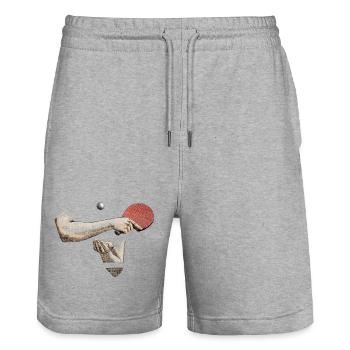 Ping-pong - Stanley/Stella Trainer Unisex Organic Jogging Shorts - heather grey - Front - Nik (191cm) & Marisol (170cm)