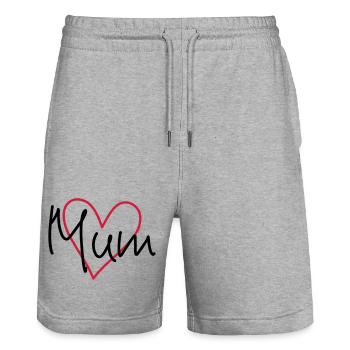 Mum heart love gift Mother's Day birthday - Stanley/Stella Trainer Unisex Organic Jogging Shorts - heather grey - Front - Nik (191cm) & Marisol (170cm)