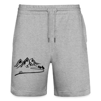 Sentier de vélo de montagne - Short de jogging bio TRAINER Stanley/Stella unisexe - gris chiné - Devant - Nik (191cm) & Marisol (170cm)