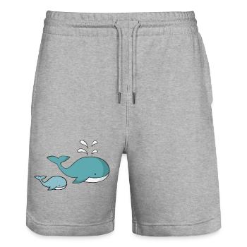 Wal - Stanley/Stella Unisex Bio Joggingshorts Trainer  - Grau meliert - Vorne - Nik (191cm) & Marisol (170cm)