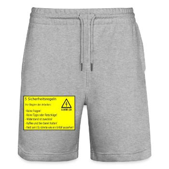 5 Sicherheitsregeln Elektriker lustig - Stanley/Stella Unisex Bio Joggingshorts Trainer  - Grau meliert - Vorne - Nik (191cm) & Marisol (170cm)