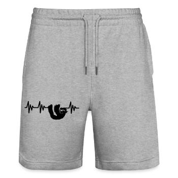 Herzlinie Faultier Geschenk - Stanley/Stella Unisex Bio Joggingshorts Trainer  - Grau meliert - Vorne - Nik (191cm) & Marisol (170cm)