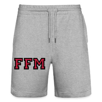 Frankfurt am Main FFM College Style - Stanley/Stella Unisex Bio Joggingshorts Trainer  - Grau meliert - Vorne - Nik (191cm) & Marisol (170cm)