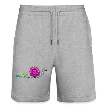 Schneckenfamilie Comic - Stanley/Stella Unisex Bio Joggingshorts Trainer  - Grau meliert - Vorne - Nik (191cm) & Marisol (170cm)