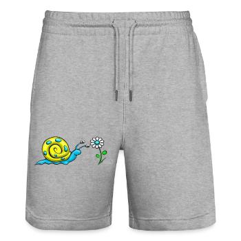 Vis avec fleur - Short de jogging bio TRAINER Stanley/Stella unisexe - gris chiné - Devant - Nik (191cm) & Marisol (170cm)