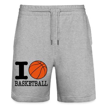 ich liebe Basketball / I Basketball lieben - Stanley/Stella Unisex Bio Joggingshorts Trainer  - Grau meliert - Vorne - Nik (191cm) & Marisol (170cm)