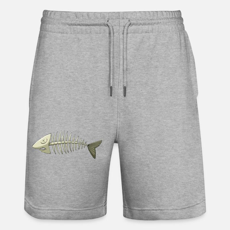 fish bone - Stanley/Stella Trainer Unisex Organic Jogging Shorts - heather grey