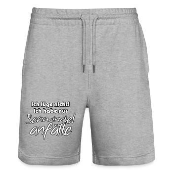 Schwindelanfälle - Lügner Spruch Geschenk - Stanley/Stella Unisex Bio Joggingshorts Trainer  - Grau meliert - Vorne - Nik (191cm) & Marisol (170cm)