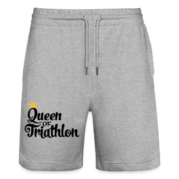 Queen of Triathlon - Stanley/Stella Unisex Bio Joggingshorts Trainer  - Grau meliert - Vorne - Nik (191cm) & Marisol (170cm)