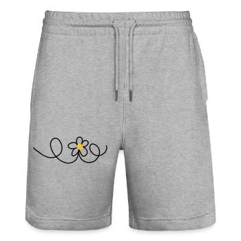 flower - Stanley/Stella Trainer Unisex Organic Jogging Shorts - heather grey - Front - Nik (191cm) & Marisol (170cm)