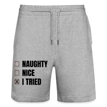 Weihnachten - Stanley/Stella Unisex Bio Joggingshorts Trainer  - Grau meliert - Vorne - Nik (191cm) & Marisol (170cm)