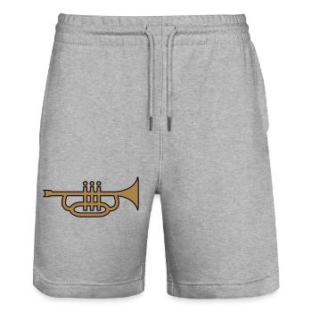6061912 126154721 Trompete - Stanley/Stella Unisex Bio Joggingshorts Trainer  - Grau meliert - Vorne - Nik (191cm) & Marisol (170cm)