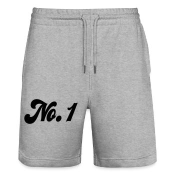 6061912 122176327 Nr 1 - Stanley/Stella Unisex Bio Joggingshorts Trainer  - Grau meliert - Vorne - Nik (191cm) & Marisol (170cm)