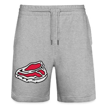Ein rohes Steak - Stanley/Stella Unisex Bio Joggingshorts Trainer  - Grau meliert - Vorne - Nik (191cm) & Marisol (170cm)