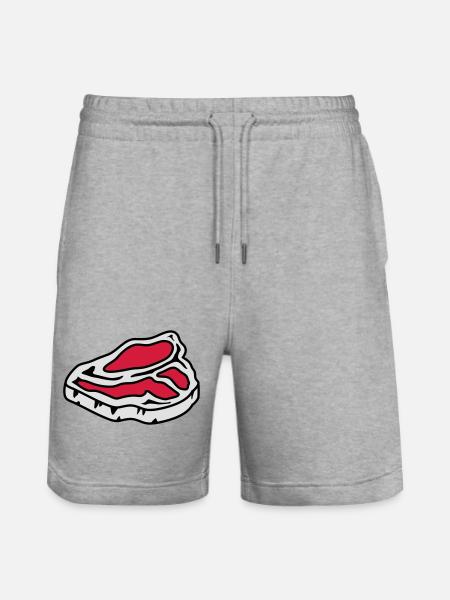 A raw steak - Stanley/Stella Trainer Unisex Organic Jogging Shorts - heather grey