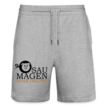 Pfalz Deluxe Saumagen - Stanley/Stella Unisex Bio Joggingshorts Trainer  - Grau meliert - Vorne - Nik (191cm) & Marisol (170cm)