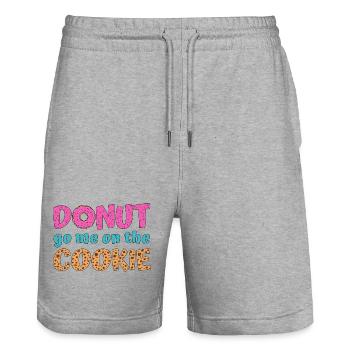 Donut go on the cookie saying colorful - Stanley/Stella Trainer Unisex Organic Jogging Shorts - heather grey - Front - Nik (191cm) & Marisol (170cm)