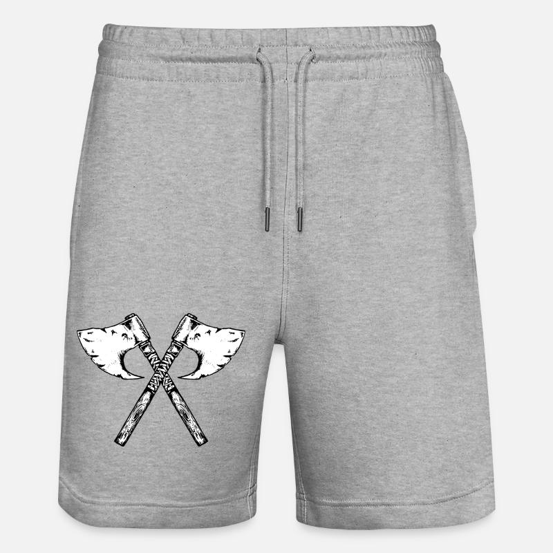 Wikinger Axt, gezeichneter Gruß - Stanley/Stella Unisex Bio Joggingshorts Trainer - Grau meliert