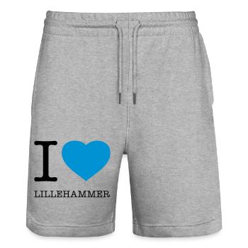 I LOVE LILLEHAMMER Norwegen - Stanley/Stella Unisex Bio Joggingshorts Trainer  - Grau meliert - Vorne - Nik (191cm) & Marisol (170cm)