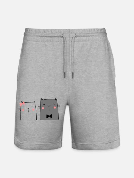Katzen Katzenpaar Pärchen Brautpaar Hochzeit - Stanley/Stella Unisex Bio Joggingshorts Trainer  - Grau meliert