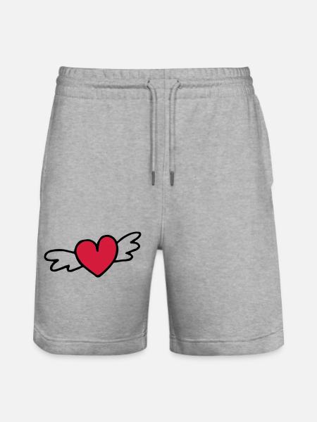 flying heart love gift - Stanley/Stella Trainer Unisex Organic Jogging Shorts - heather grey