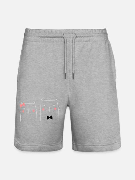 Cat Cats Couple Wedding Gift Engagement Love - Stanley/Stella Trainer Unisex Organic Jogging Shorts - heather grey