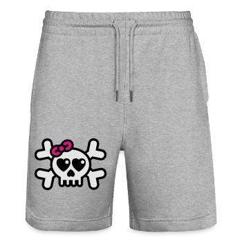 dolly_rodger_3colors - Stanley/Stella Unisex Bio Joggingshorts Trainer  - Grau meliert - Vorne - Nik (191cm) & Marisol (170cm)