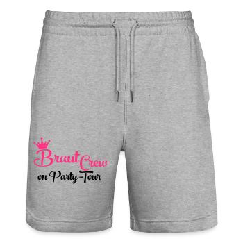 Team Bride - Stanley/Stella Unisex Bio Joggingshorts Trainer  - Grau meliert - Vorne - Nik (191cm) & Marisol (170cm)