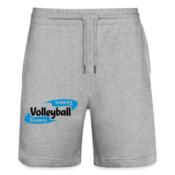 volleyball - Stanley/Stella Trainer Unisex Organic Jogging Shorts - heather grey - Front - Nik (191cm) & Marisol (170cm)