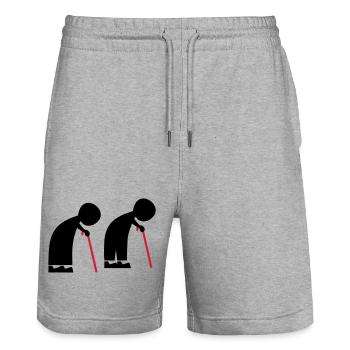 People - Stanley/Stella Trainer Unisex Organic Jogging Shorts - heather grey - Front - Nik (191cm) & Marisol (170cm)