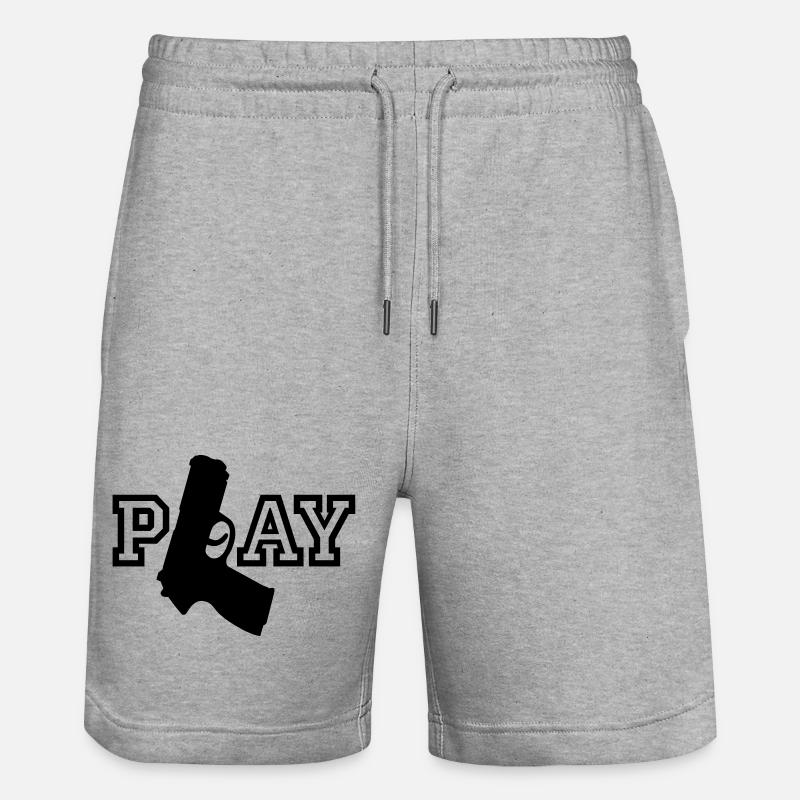 Play | Gun | Waffe - Short de jogging bio TRAINER Stanley/Stella unisexe - gris chiné
