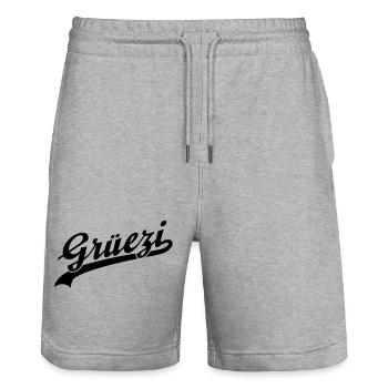 Grüezi | Grueezi | Schweiz | Swiss | Gruss | Hallo - Stanley/Stella Trainer Unisex Organic Jogging Shorts - heather grey - Front - Nik (191cm) & Marisol (170cm)