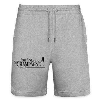 2541614 124567264 sparkling wine - Stanley/Stella Trainer Unisex Organic Jogging Shorts - heather grey - Front - Nik (191cm) & Marisol (170cm)