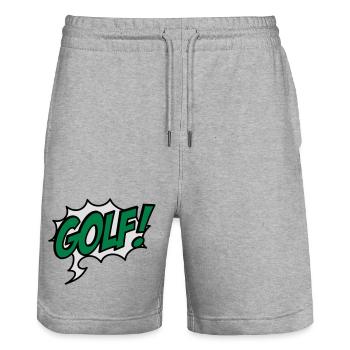 2541614 15928109 golf exclamation - Stanley/Stella Trainer Unisex Organic Jogging Shorts - heather grey - Front - Nik (191cm) & Marisol (170cm)